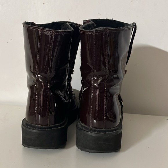 Kenzo Burgundy Alaska Patent Leather & Shearling Platform Booties Size 6 - Picture 6 of 11